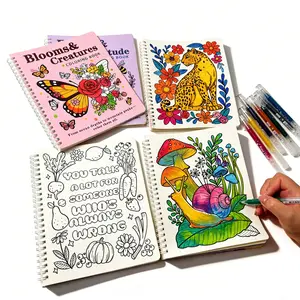 Creative Coloring Art Pages Set, Floral & Animal Designs, Relaxing Drawing Activity Kit for Adults