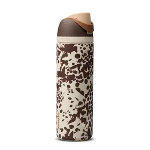 Owala Cowgirl Core 32oz FreeSip Water Bottle – Special Edition Brown Cow Print Stainless Steel Insulated Bottle with Built-in Straw for Travel, School, Work, Gym, Daily Use