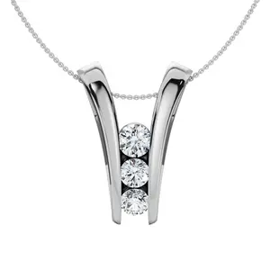 1/2Ct Three Stone Diamond Pendant Gold Women's 18" Necklace Lab Grown