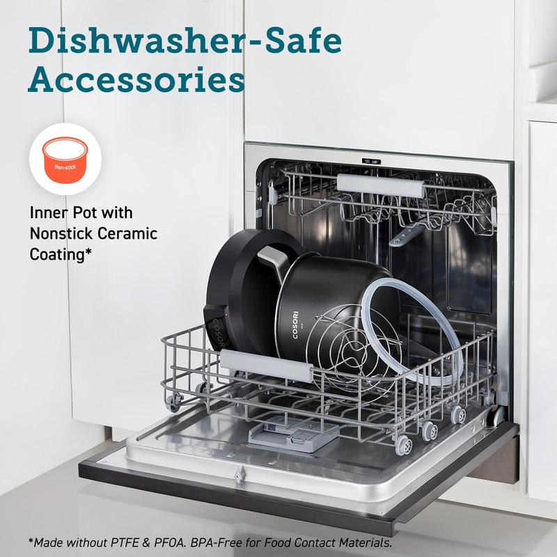 COSORI 6-Qt Electric Pressure Cooker, 9-in-1 Multi-Cooker, Rice, Sous Vide, Sterilizer 1100W, Stainless Steel, Aluminium Inner Pot, with Recipes