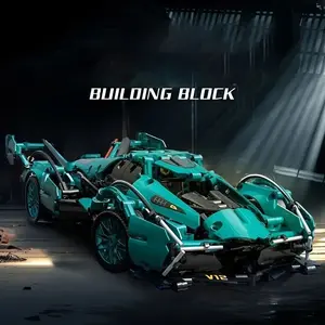 1330 Piece Blue Sports Car Building Model Kit, Building Blocks Set, Easy Assembly DIY Toy with Spoiler and Exhaust Details, Ideal Holiday Gift, Car Decoration