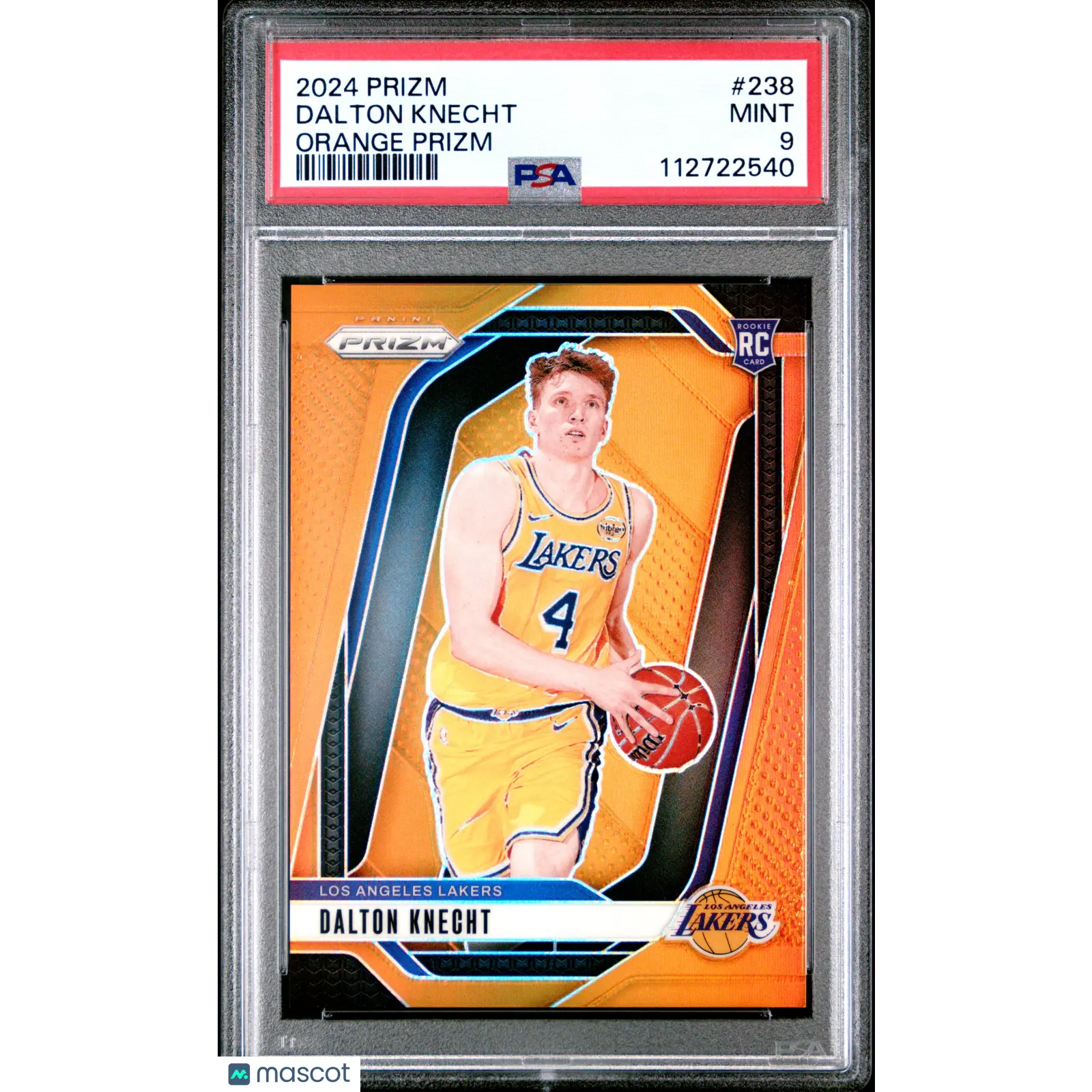 2024-25 Panini Prizm Dalton Knecht Orange Prizm /49 #238 Rookie PSA 9