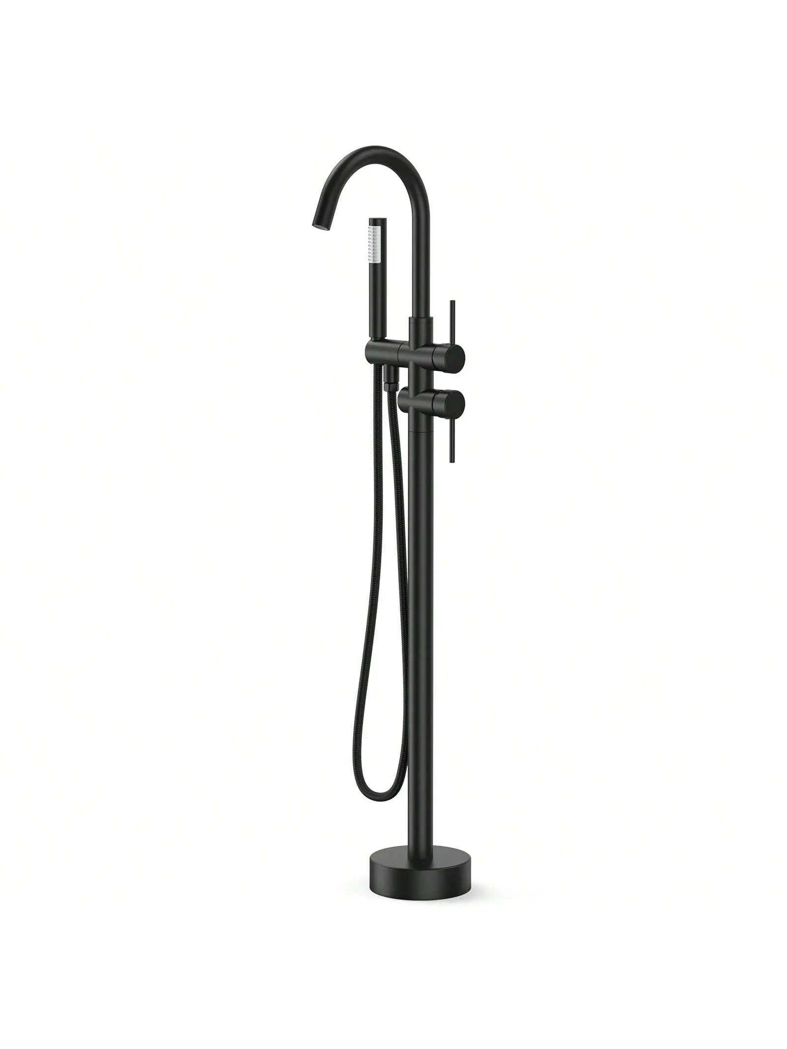 【Christmas Gift】Black Freestanding Bathtub Faucet with Handheld Shower Mixer, Silicone Stainless, Brushed Nickel, High Flow Shower, Vertical Design Steel Installation