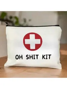 Unscented Canvas First Aid Cosmetic Bag, Unisex Oh Kit Emergency Travel Toiletry Bag, Holiday Travel Essentials, Makeup Bag