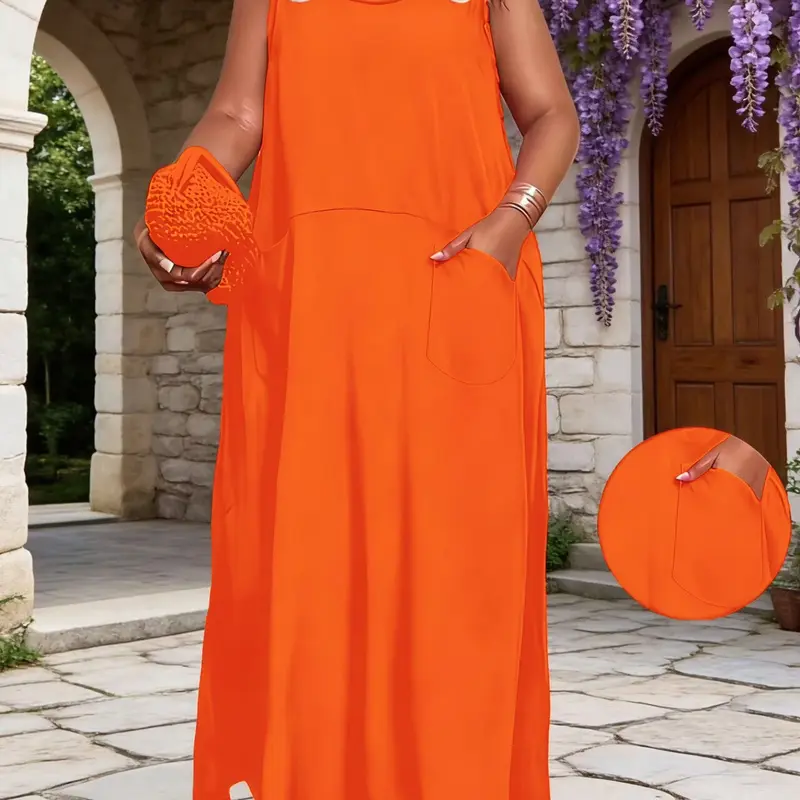 Plus Size Women's Casual Dress Style Loose Solid Color Dress, Summer New Arrival, Womenswear, Comfortable Fashion Everyday Daily Wear, Stylish and Comfy Dress