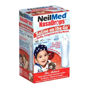 NeilMed NasaDrops Saline on the Go 15 Single-Use Ampoules 15 mL Each for Infants 6 Months and Up Drug-Free Preservative-Free Sterile Nasal Saline Solution NeilMed NasaDrops Saline on the Go 15 Single-Use Ampoules 15 mL Each for Infants 6 Months and Up Drug-Free Preservative-Free Sterile Nasal Saline Solution