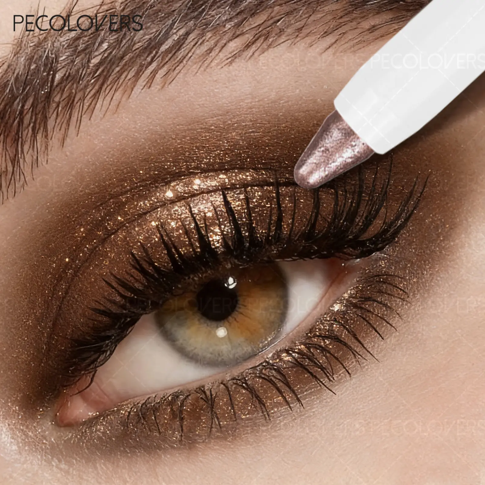 1 Pcs Retractable Under Eye Brightener Stick, Pearl Shimmer Brown Eyeshadow Pencil, Waterproof Non-Caking Smudge-Proof, for Daily Holiday Makeup