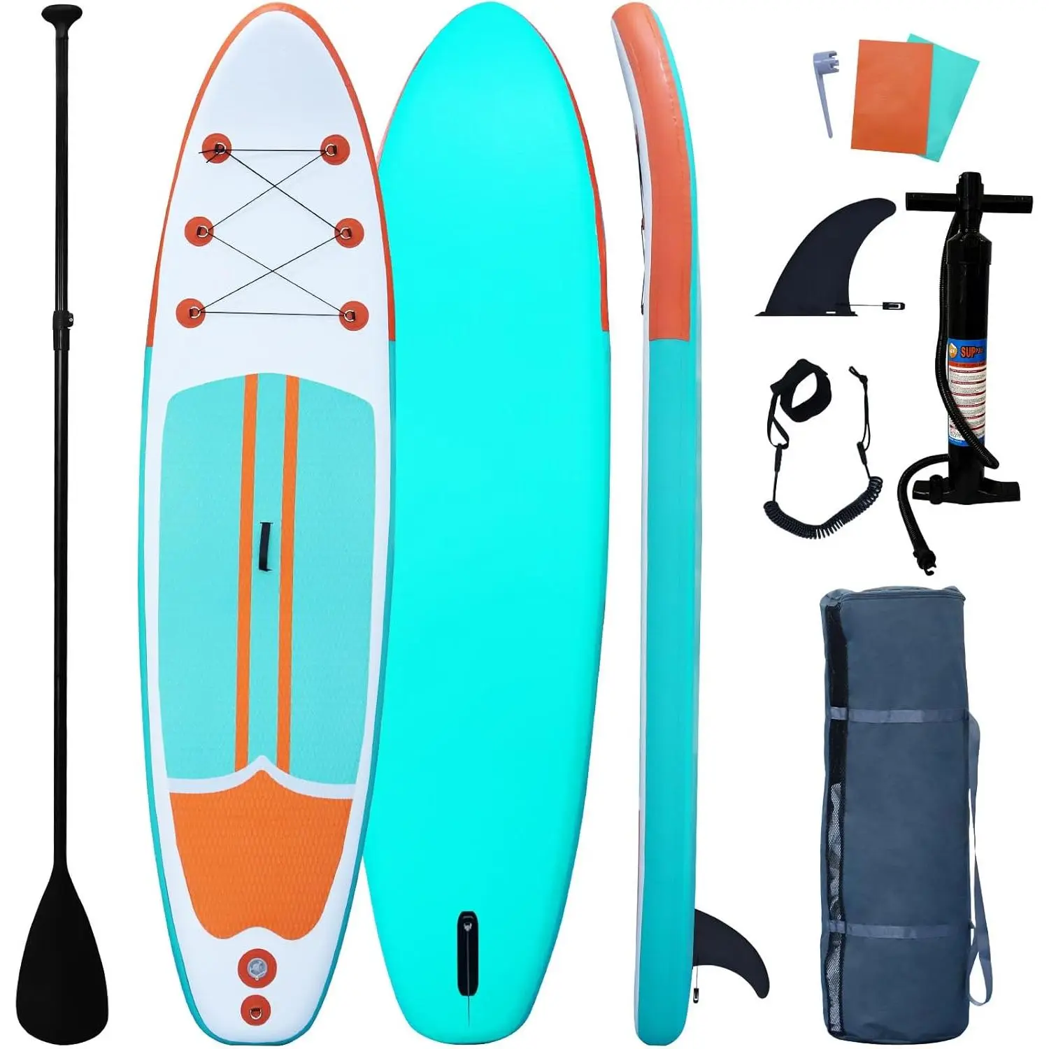 Wide Stable Inflatable Stand Up Paddleboard for All Skill Levels & Youth, Orange, 31inch, with Adjustable Paddle, Double Action Pump, Convenient Carrying Backpack, Leash, Fins, 3 Months Support