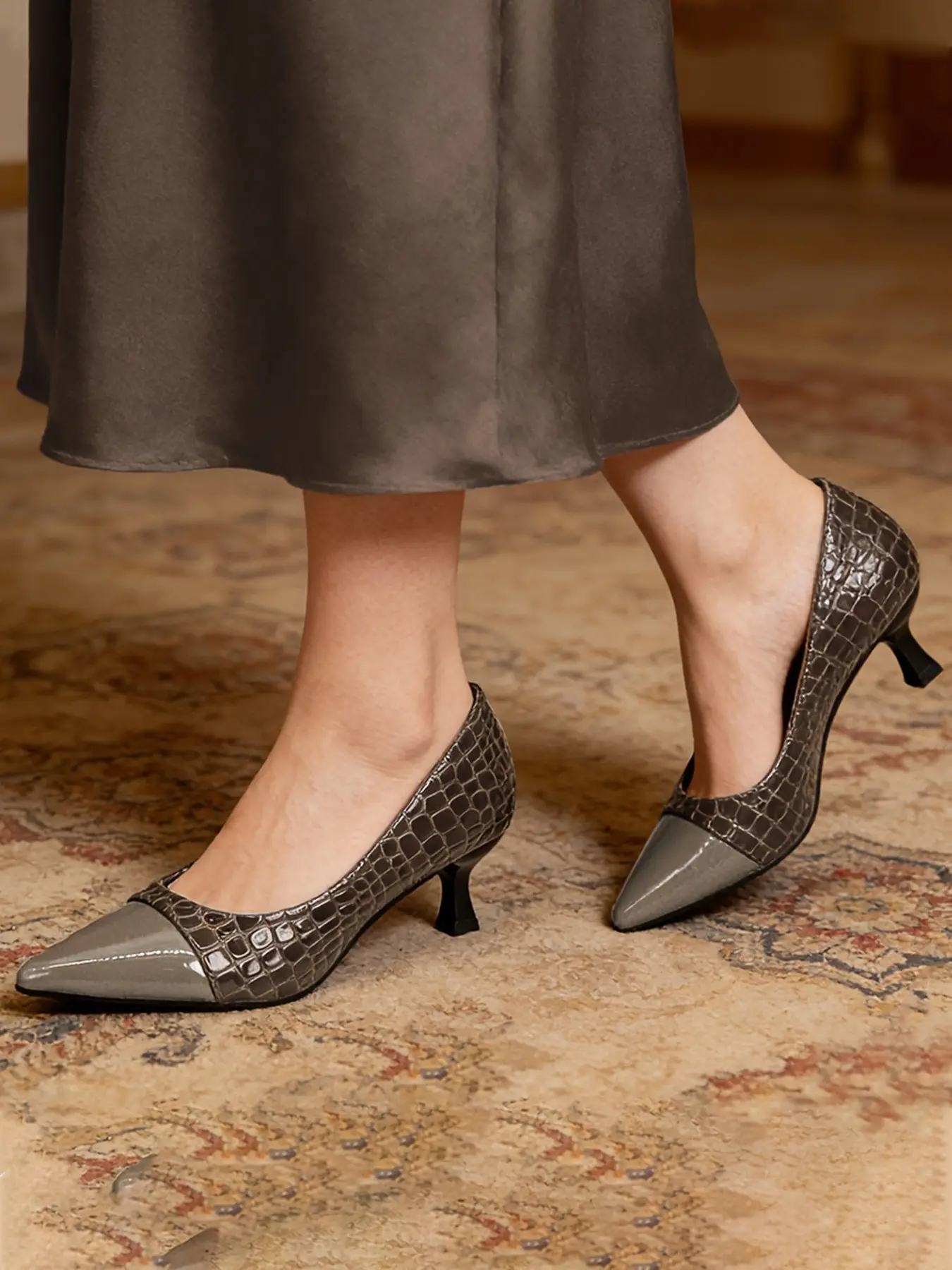 Women's Elegant Classy Formal Fashion Pointed Toe High Heel Shoes, 1.96 Inch Cone Heel, Synthetic Leather, Rubber Sole, All Seasons, Comfortable Dress Pumps