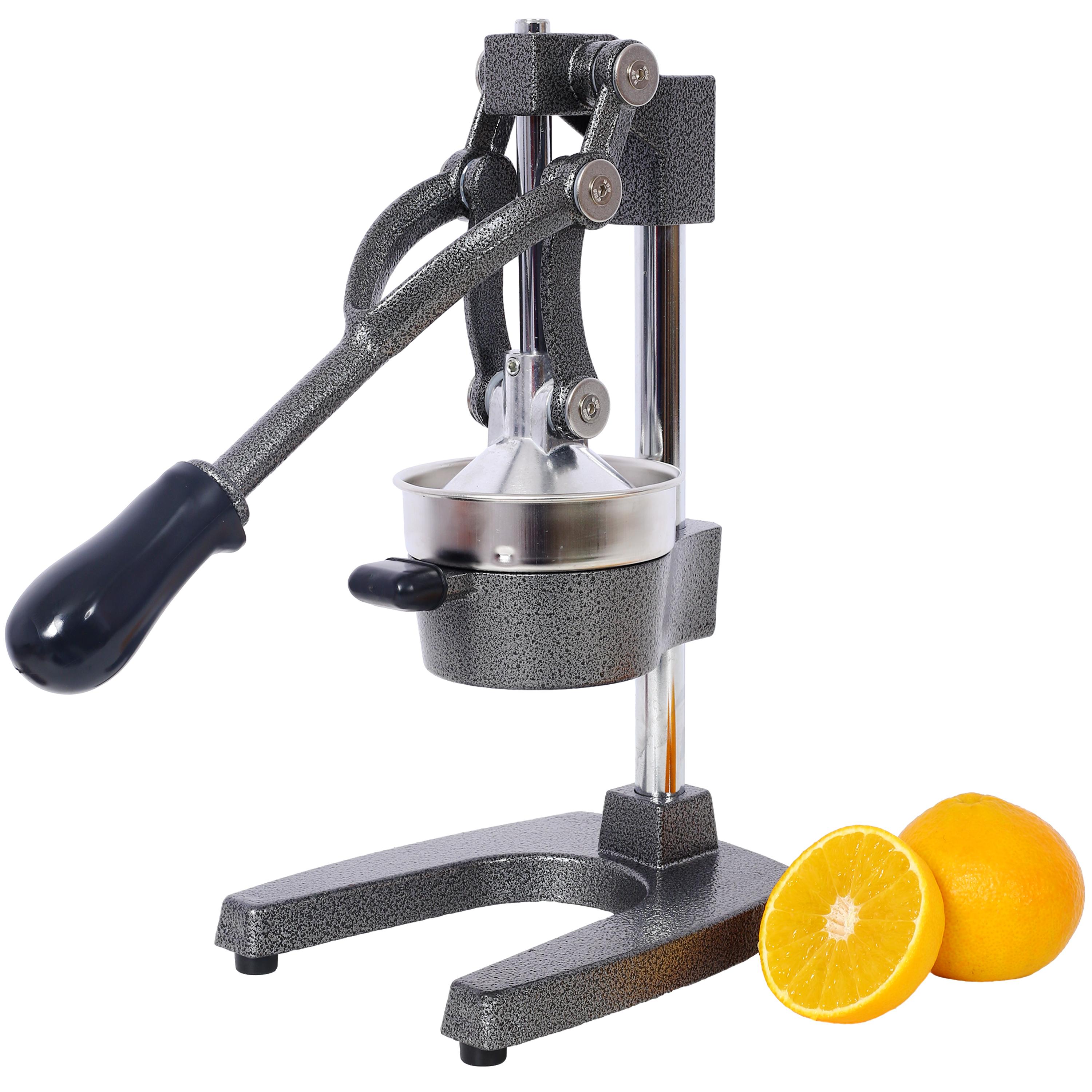 Cast Iron Citrus Juicer , Extra-Large Commercial Grade Manual Hand Press , Heavy Duty Countertop Squeezer for Fresh Orange Juice ,orange color