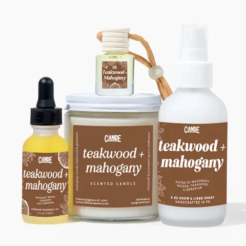 CANDECRAFTCO Signature Home Fragrance Gift Set - Paraben-Free, Cruelty-Free Kit with Diffuser Oil, Room & Linen Spray, Scented Candle, Car Interior Diffuser (High-Quality Ingredients, Instant Scent Payoff, Birthday Selfcare Accessory)