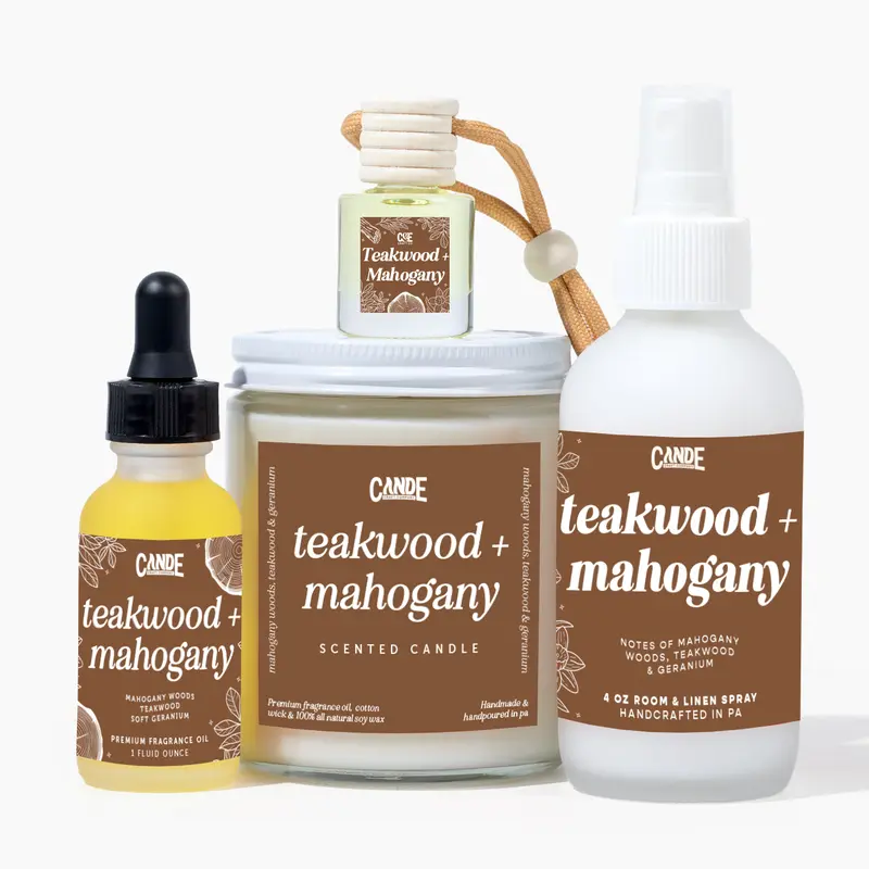 CANDECRAFTCO Signature Home Fragrance Gift Set - Paraben-Free, Cruelty-Free Kit with Diffuser Oil, Room & Linen Spray, Scented Candle, Car Interior Diffuser (High-Quality Ingredients, Instant Scent Payoff, Birthday Selfcare Accessory)