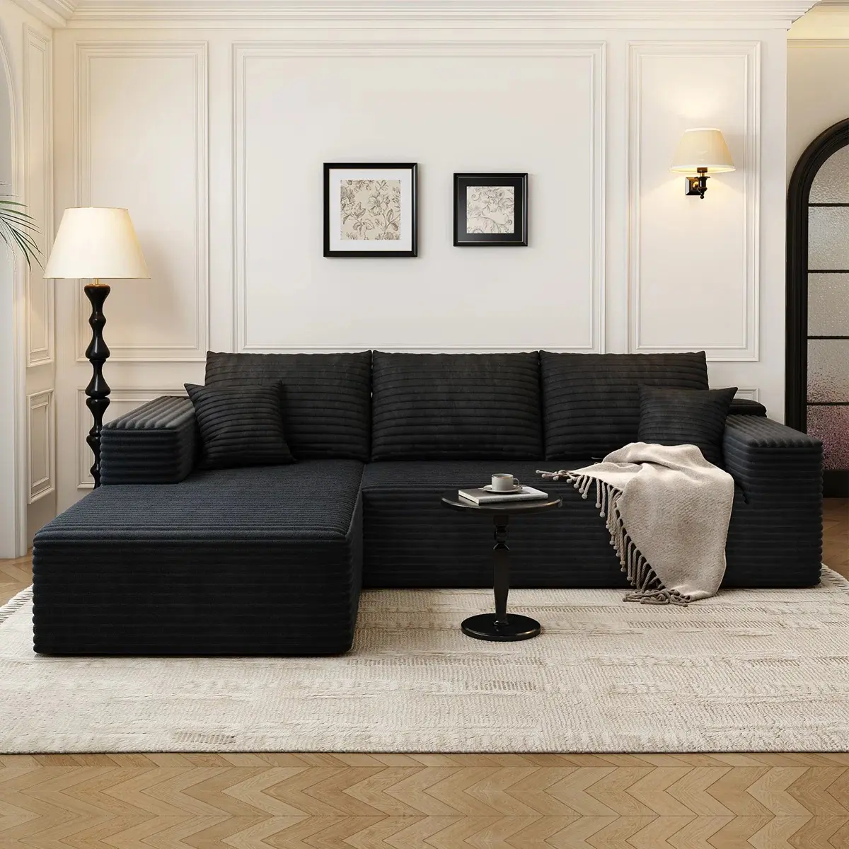 Black-left-facing Chaise