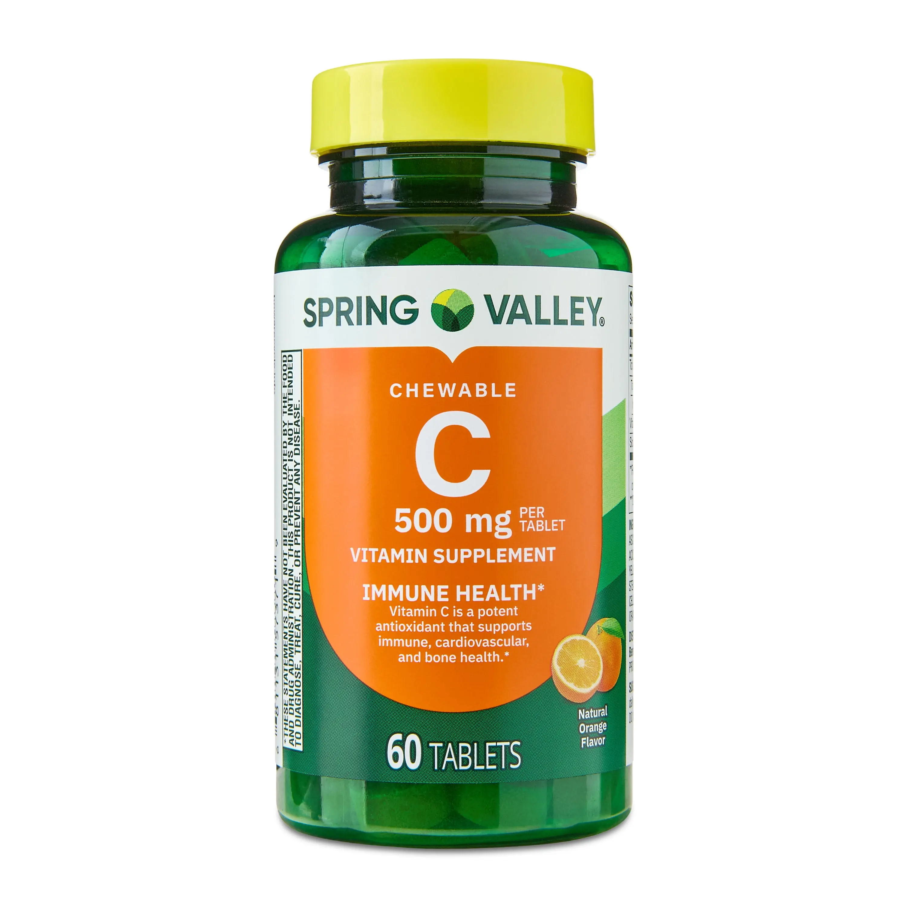 Spring Valley Vitamin C Chewable Tablets, 500 mg, Orange Flavor, 60 Count, Supports Immune System & Antioxidant Health