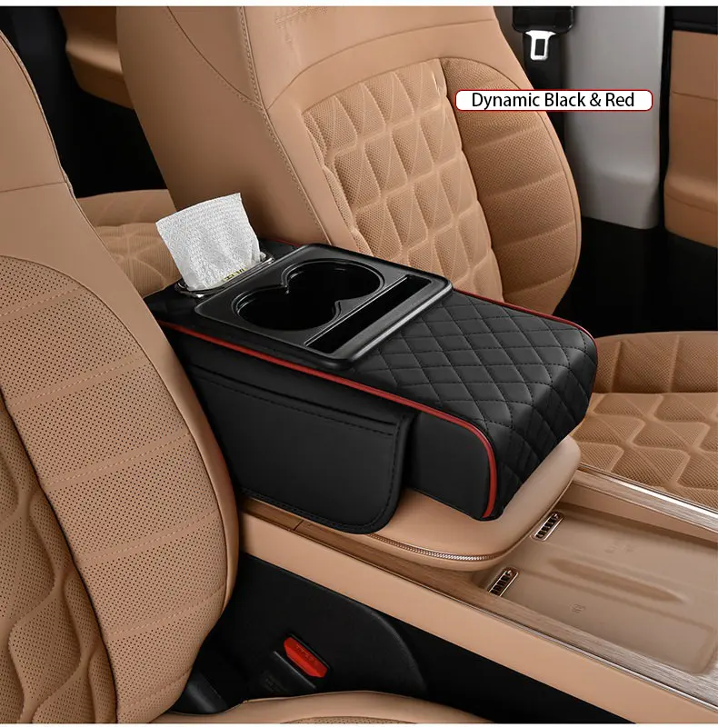 Best-Selling Car Armrest Box - Double-Row Car-Specific Center Console Elbow Rest with Adjustable Height, Cup Holder, Tissue Box & Compartments for Stowing & Tidying, Car Center Console