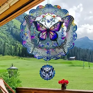 Wind Spinner 12 inch 3D Windmill for Garden Decor with Symbolic Animal Motifs and 3D Ribbon Effect for Balconies Patios and Yards