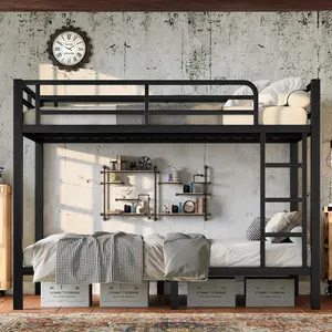 Metal Twin over Twin Bunk Bed for Teens and Adults,Space-Saving/Noise Reduced/No Box Spring Needed, Black