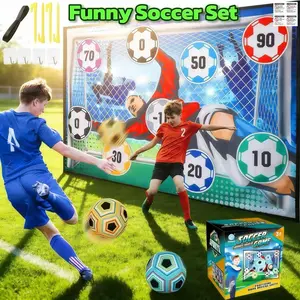 Toy Soccer Ball Game Set for Boys and Girls, Indoor Outdoor Backyard Toss Soccer Goal Game with 2 Balls, 1 Flannel Target, Soccer Net, Soccer Toys for 3-12 Years Old Kids Birthday