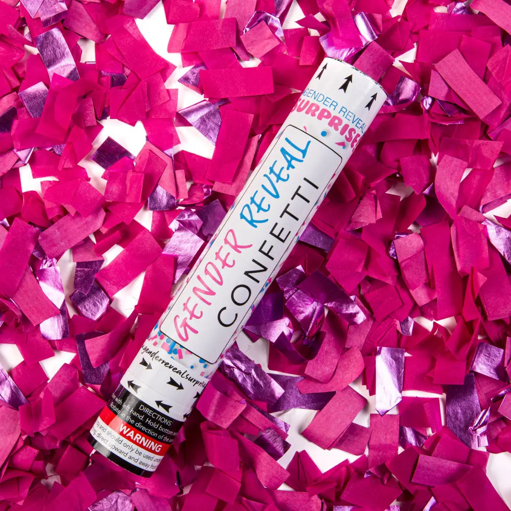 Gender Reveal Surprise 12-in Handheld Confetti Cannon, Smoke-Free Party Supplies, Easy-Burst Spray, 15 ft Shooting Range, Decorations Supplies, Ideal for Birthday & Living Room Celebrations, Home & Festive Use Gifting