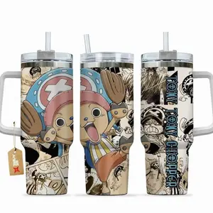[Sip40 Otaku] Tony Tony Chopper Cotton Candy 40oz Handle Tumbler – Kawaii Anime Stainless Steel Travel Mug, Double Wall Vacuum Insulated Cup, Cute Otaku Drinkware, Large Iced Coffee Tumbler, Manga Lover Gift, Gaming Fan Merchandise