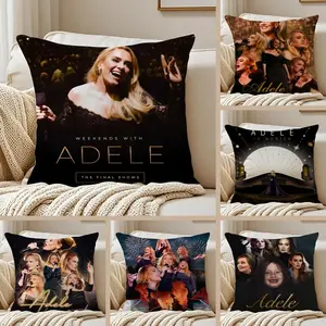 A-Adele Adkins Singer Cushion Cover Soft Short Plush Fabric Double-Sided Print | Breathable Pillow Cover for Sofa Couch Bed | Skin-Friendly, Washable, Invisible Zipper, Anti-Dust Mite, Durable Material | Warm Winter Home Decor Gift