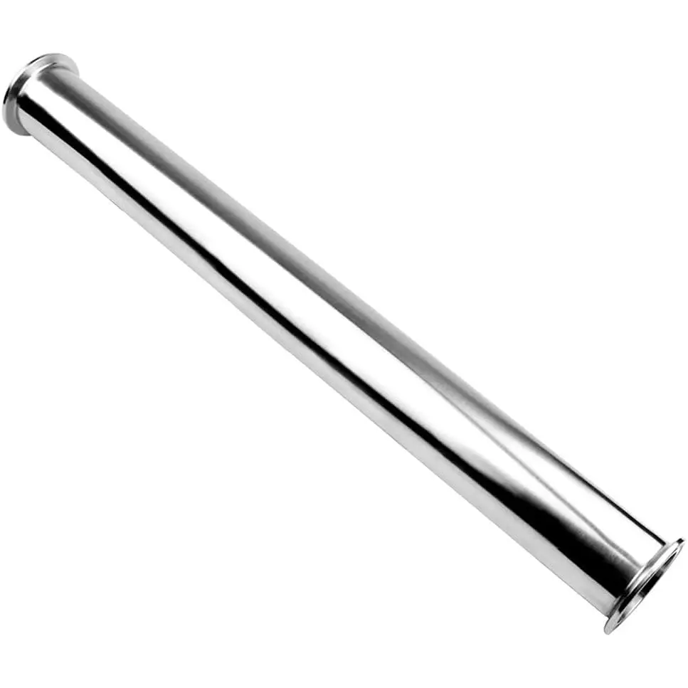Stainless Steel Seamless Round Spool Tube with 2" Tri-Clamp, 64mm Ferrule Flange, 2 inch Length - Sanitary Plumbing/Piping Fittings for HVAC, Medical, Manufacturing Industries