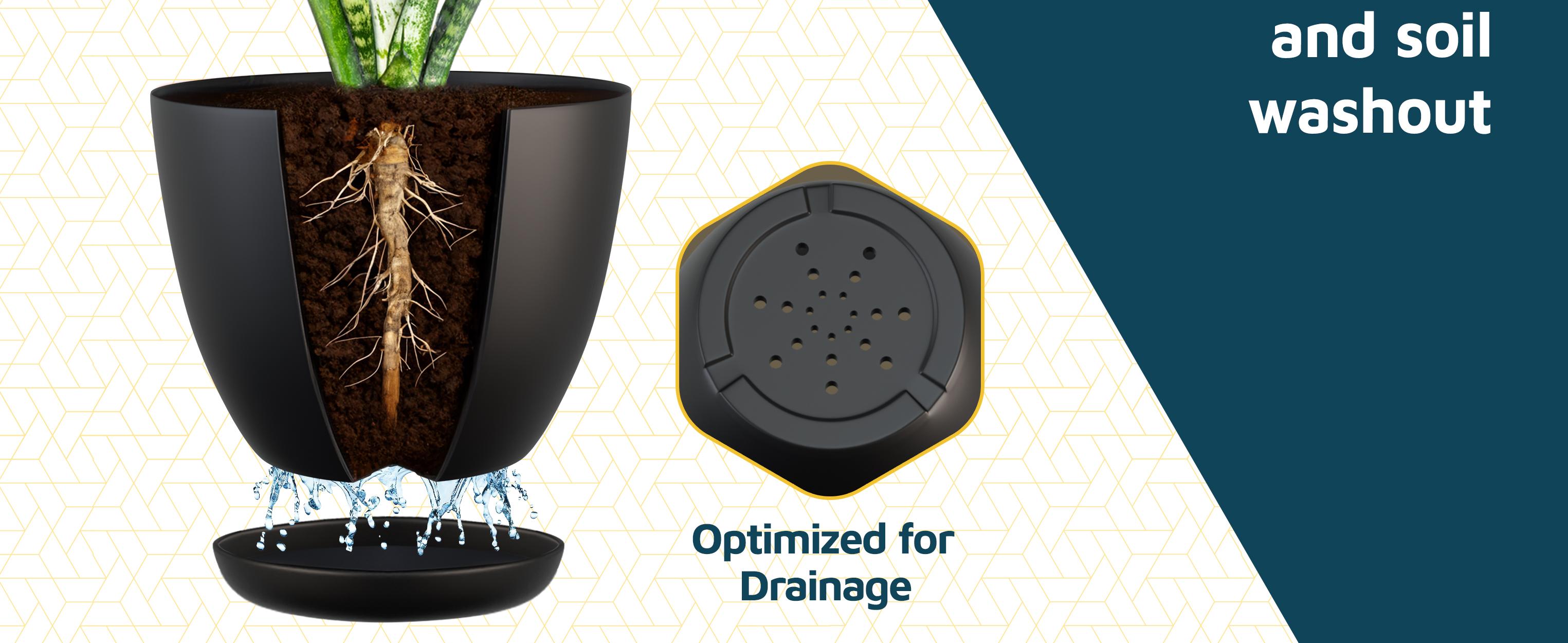 Plant Pots with Drainage Holes & Saucers 20 Pack, Indoor & Outdoor Stackable Space-Saving Planters for Houseplants & Flowers, (7", 6.7", 6", 5.3", and 4.8" Inches), Durable & Weatherproof