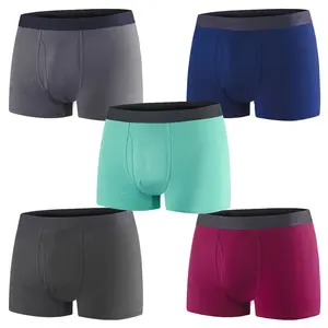 5 Pcs Menswear Boxer Plain Briefs, Soft and Breathable Cotton Stretch Cotton Moisture-Wicking Underwear Casual Spandex Lingerie