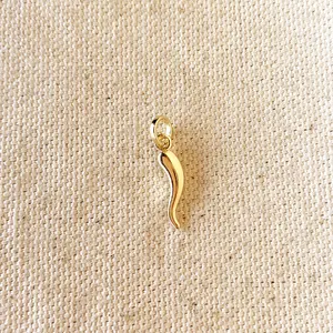 Italian Horn Pendant - Gold-Tone Design with Simple Loop for Chain Attachment