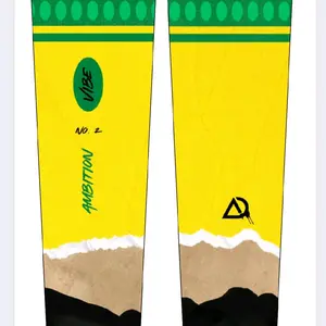 YOUTH Pencil Arm Sleeve with Colorful Stripe Design and "NO. 2" Text, Featuring a Yellow Background and Green Detail