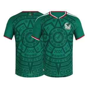 Mexico Aztec Pattern Soccer Jersey Retro Green V Neck Football Shirt Breathable Lightweight Fan Edition Streetwear Sport Top Gift For Soccer Lovers Game Day Outfit Trending 2026 S