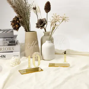 ADISEN Clear Arch Acrylic Table Numbers for Wedding Reception 5" x 7" White Font Centerpiece Set with Holder Stands & Head Table Sign Anniversary, Event, Party, Wedding set 1-10