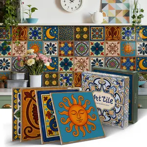 Thickened Backsplash Tile Stickers, Peel and Stick with Smiley Face & Flower Patterns, Removable 2D Tiles for Kitchen Bath Room