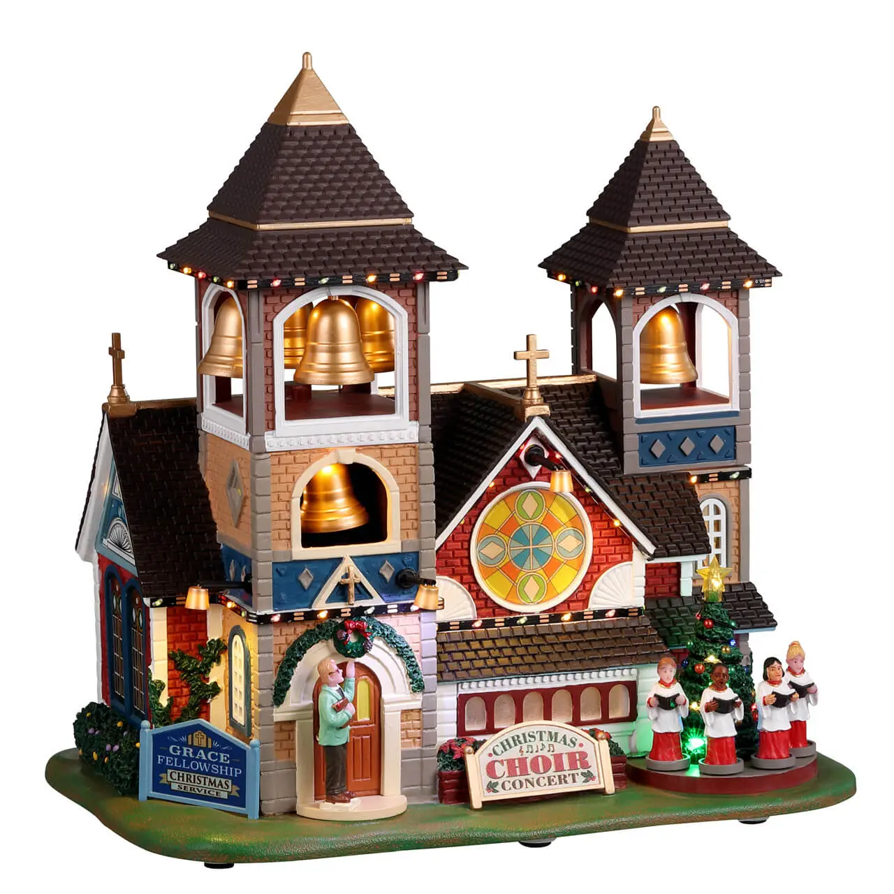 Lemax Christmas Chimes Sights and Sounds Lighted Musical Animated Building #25859