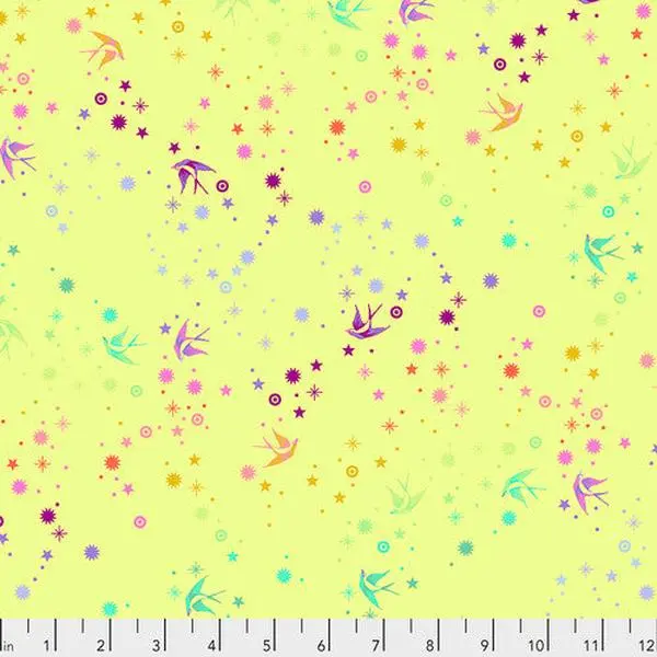 Fabric FreeSpirit Tula Pink Lime Fairy Dust by the Quarter Yard PWTP133.LIME