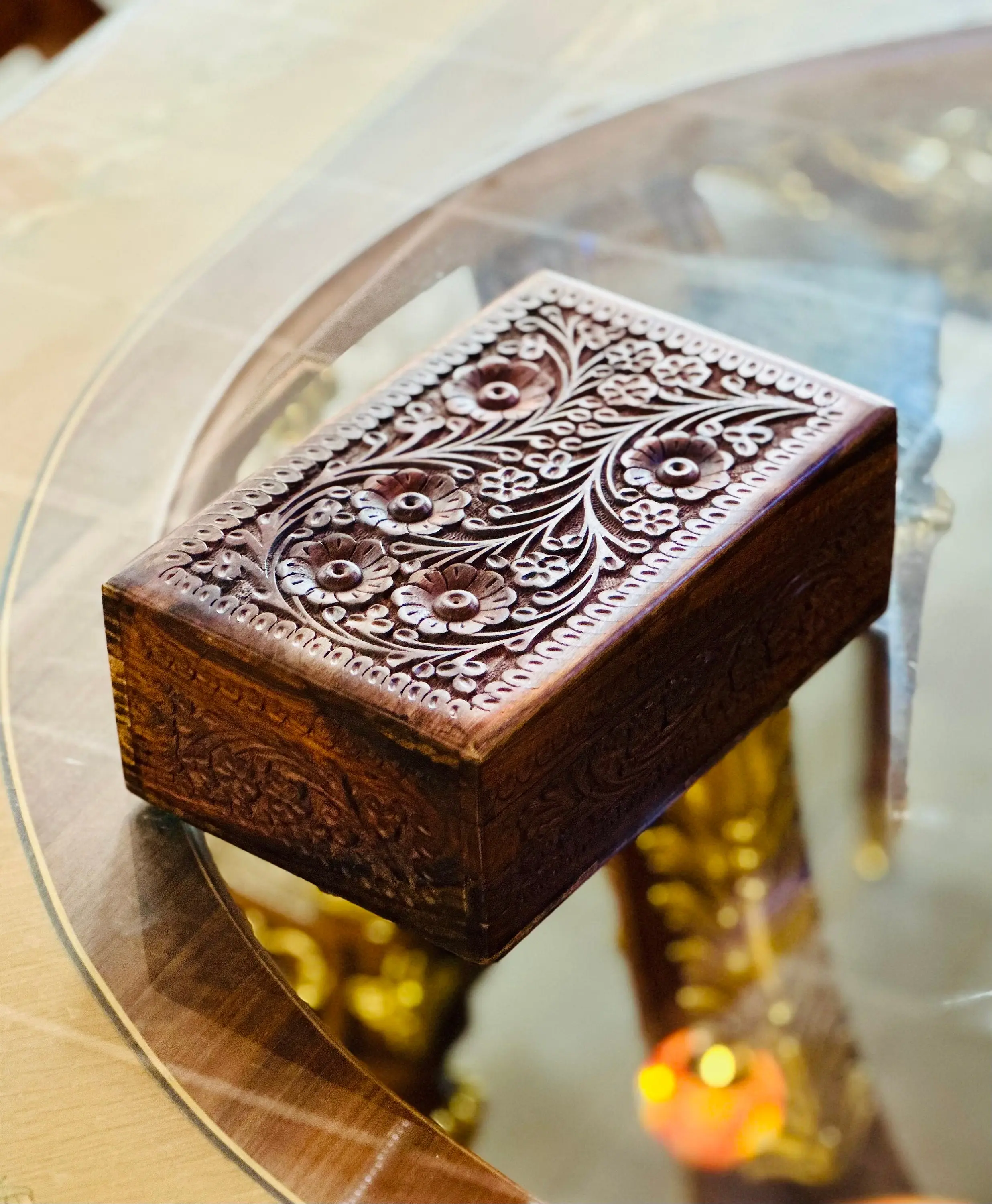 Handmade XL Jewelry Box. Secret Lock | Flower Jewelry Travel Case |Gift for her | Travel Jewelry box | Wedding Gifts | Wooden secret box