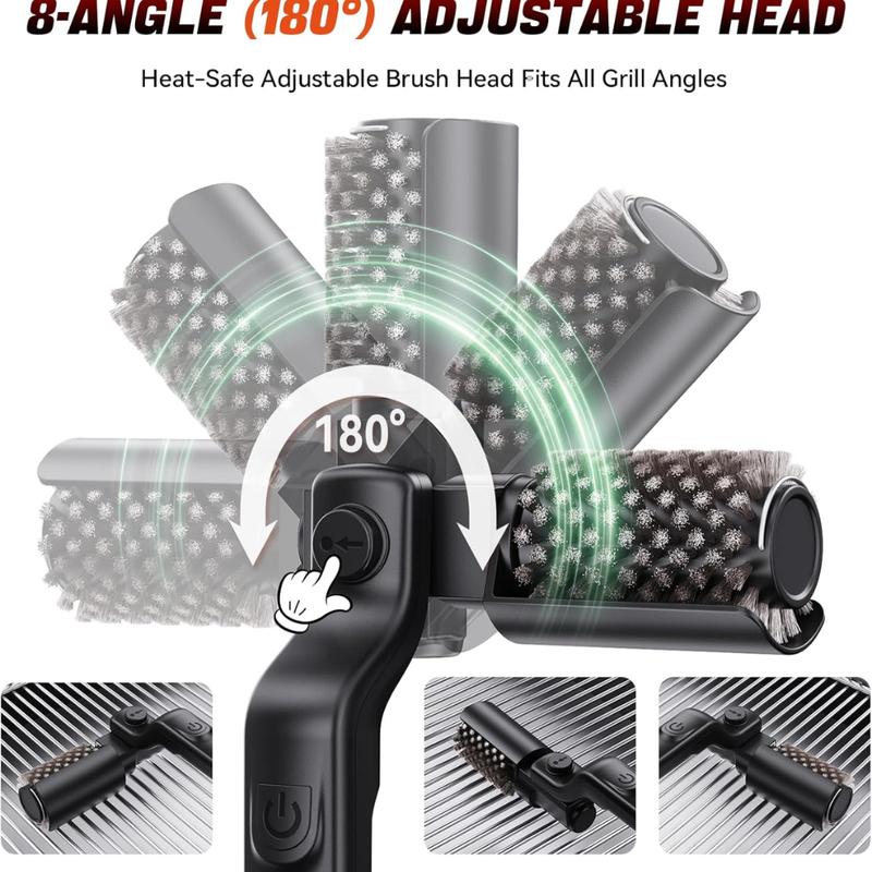 Electric Grill Brush For Outdoor Grill, 3 Speed Power Control, Cordless Rechargeable Grill Cleaning Brush With  Adjustable Angle, Stainless Steel Brush  Head, Extended Runtime Grill Cleaning Brush Diesel Air Heater With Timer.