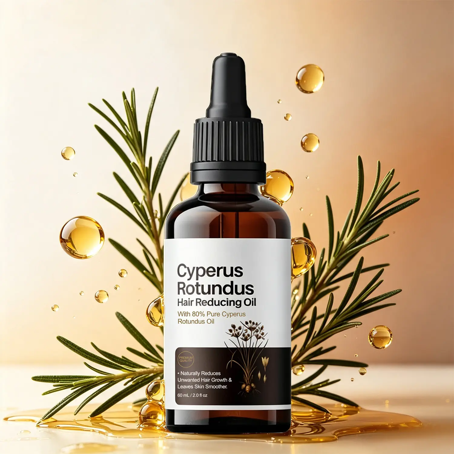 Cyperus Rotundus Body Care Oil Botanical Moisturizing Skin Conditioning Oil Lightweight Fast Absorbing Daily Face and Body Care for Soft Smooth Healthy Looking Skin 60ml