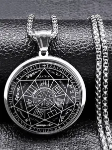 Seal Of Seven Archangels Medal Stainless Steel Necklace, Fashionable Jewelry for Women & Men, Trendy All-match & Exquisite Jewelry for Birthday Gift, Religious Jewelry