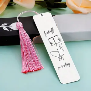 Stainless Steel Bookmark, 1 Count Creative Letter Pattern Bookmark with Tassel, Reading Bookmark for Home School Office Dormitory, Book Accessories