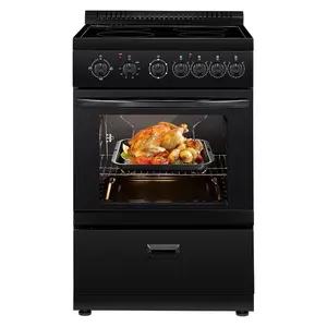 VEVOR 24 in Electric Range Oven, 2.7 Cu. Ft. Capacity Compact Freestanding Oven, Stainless Steel Kitchen Stove with 4 Burners, Easy Reach Rack, Storage Drawer, Drip Pan, Indicator Light(No Power Cord)