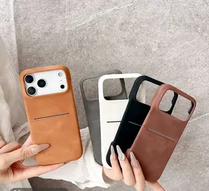 iPhone 17 Series Card Holder Case, PU Shockproof Cover for iPhone 17 Pro Max/proHolds 2-3 Cards, Durable Protection Smartphone Accessories