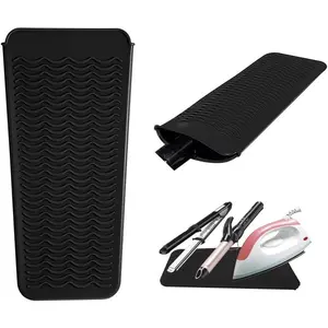 Heat Resistant Silicone Mat Pouch,Hair Styling Tools for Curling Irons, Flat Irons, Hair Straightener， 11.5 * 6 Inches, Food Grade Silicone, Grey springtok