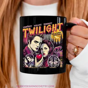 Twilight Mug, Gothic Vampire Coffee Cup, Edward Bella Jacob Gift, Retro Twilight Saga Merch, Halloween Twilight Mug for Her, Twilight Fans Lovers