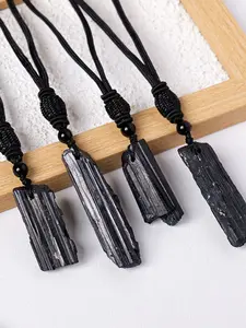 Natural Crystal Topaz Raw Stone Pendant Charm, Simple Versatile Sweater Chain, Unisex Jewelry Accessory, Unique Crystals