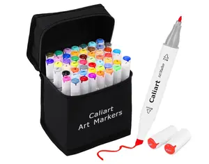 Caliart 52 Colors Fine & Chisel Alcohol Markers for Adult Coloring Book, Dual Tip Artist Sketch Art Markers, Aesthetic Cute Preppy Stuff School Supplies, Pens for Lettering Drawing Cards Planner