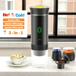 3-in-1 portable electric coffee machine, Type-C interface (including 2500mAh lithium battery).Hot and cold dual mode + wireless heating.Quickly heat for 60 seconds + 60ml capacity.Suitable for coffee powder/large and small cup capsules. Coffee Equipment