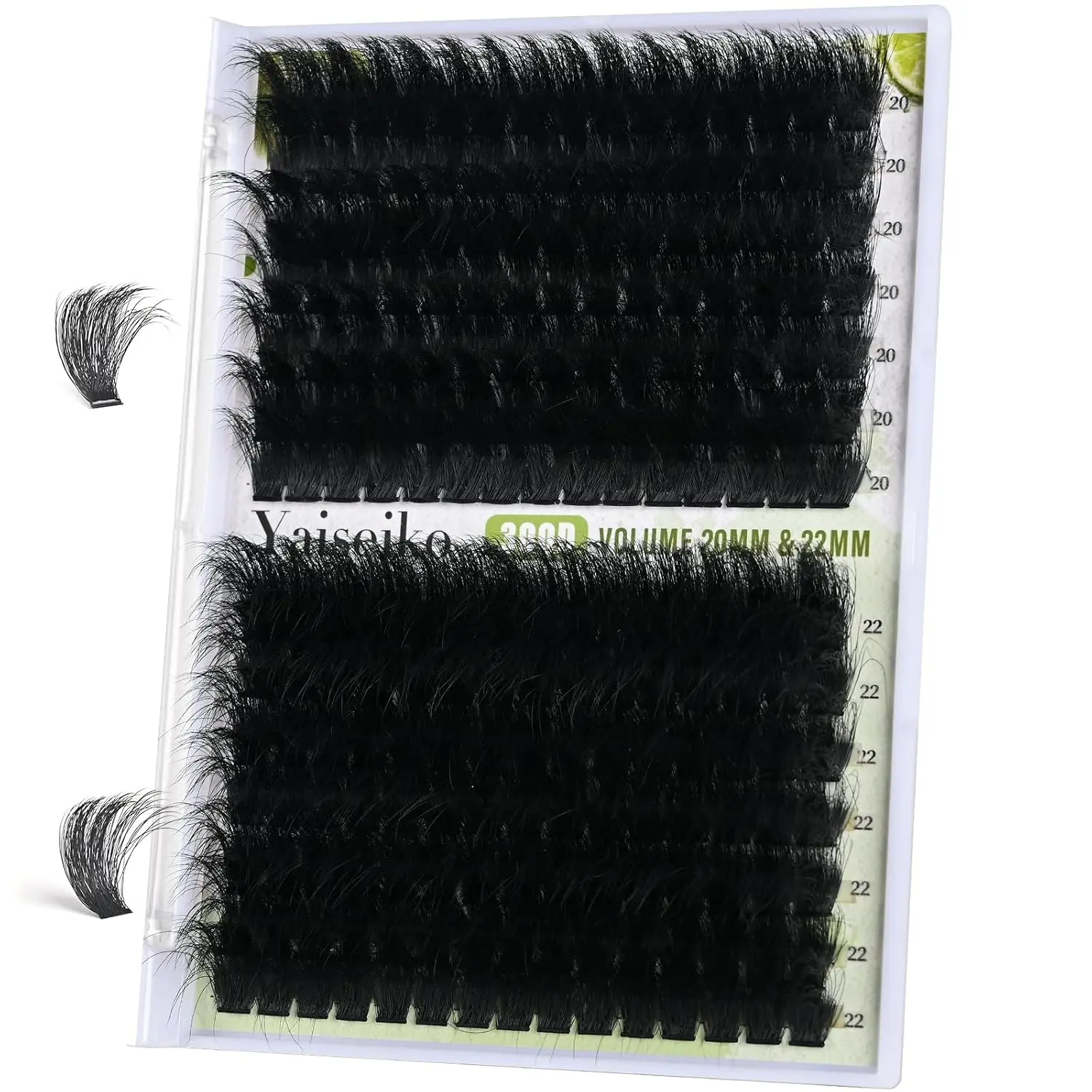 Yaiseiko Lash Clusters 300D Thick Long 20mm and 22mm Volume Cluster Eyelash Extensions 210Pcs Wispy Individual Lashes D Curly Waterproof Eyelash Clusters Soft False Eyelashes DIY at Home