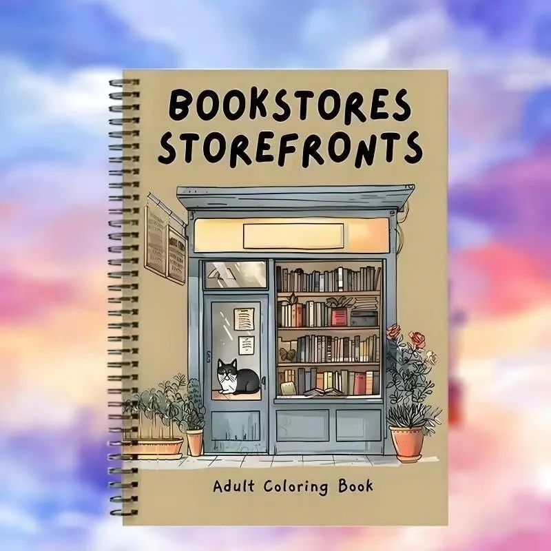 New Best-Selling Bookstore Theme A4 Spiral Notebook, Coloring Book, Drawing Fill-In Book, Thick Writing Paper, Ideal for Students