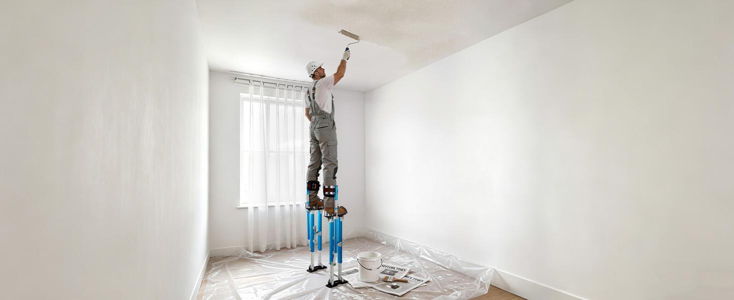 VEVOR Drywall Stilts for Painters & Cleaning, Aluminum Sturdy Structure, 24.2-40.3 in Adjustable Height, 228 lbs Load Capacity, Non-Slip Rubber Feet, Dual Spring Shock Absorption, Comfortable Leg Straps, 3-Level Heel Brackets, Blue#BackToSchool VEVOR Drywall Stilts for Painters & Cleaning, Aluminum Sturdy Structure, 24.2-40.3 in Adjustable Height, 228 lbs Load Capacity, Non-Slip Rubber Feet, Dual Spring Shock Absorption, Comfortable Leg Straps, 3-Level Heel Brackets, Blue#BackToSchool